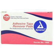 5 Pack Dynarex Adhesive Tape Remover Pad #1505 100 Pads Each