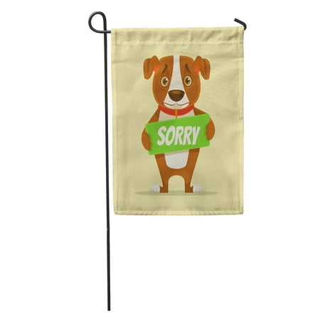 KDAGR Oops Sorry Dog Character Hold Apology Plate Flat Cartoon Sad Garden Flag Decorative Flag House Banner 12x18 inch