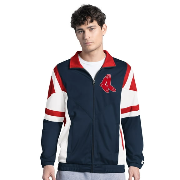 Men's Starter Navy/Red Boston Red Sox Contender Tricot Full-Zip Track Jacket