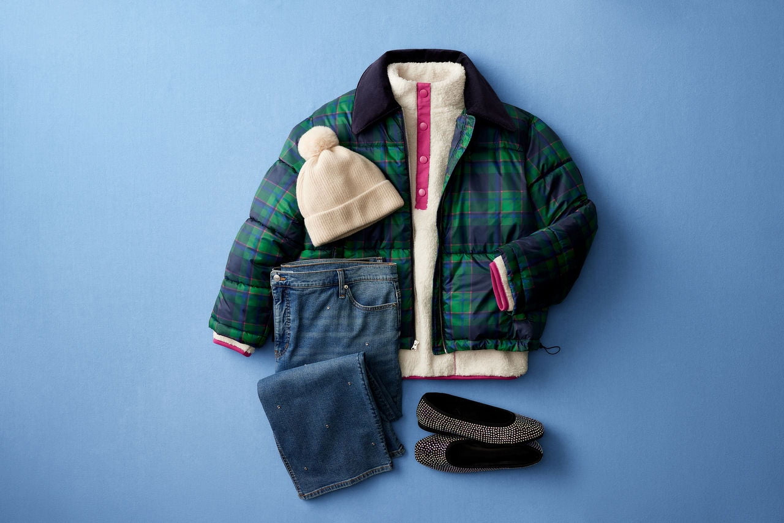 Free Assembly Women's and Women's Plus Short Puffer Jacket, Sizes XS-4X