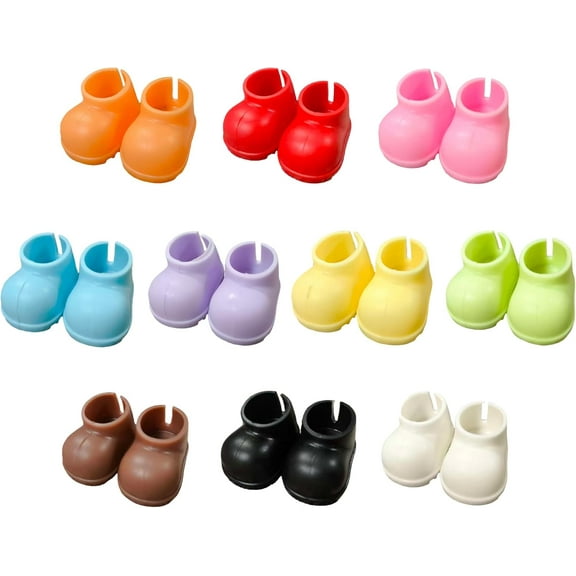 10 Pairs Cute Mini Doll Shoes for 17cm Dolls, Soft Silicone Rain Boots for Sitting & Standing, 10 Colors Doll Shoe Accessories