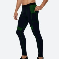 dzxyzu Men's Compression Pants Leggings Tights with Pockets Sports Baselayer Athletic Tights Pants for Basketball Running Green