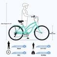 thumbnail image 4 of Beach Bike, 26"Inches Cruiser Bike with 7 Speed for Women and Men, Bicycle with Double Brakes and Durable Steel Frames, Mint Green, 4 of 6