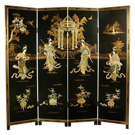 Oriental Furniture 6 ft. Tall Dancing Ladies Screen - 4 Panel