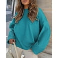 thumbnail image 3 of PRETTYGARDEN Women's Fall Oversized Sweaters Casual Crewneck Pullover Long Sleeve Fuzzy Chunky Knit Tops Blouse、, 3 of 7