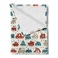 thumbnail image 2 of Cars Soft Flannel Fleece Blanket, Cheerful Baby Boy Play Things in Kids Doodle Style with Many Different Vehicles, Cozy Plush for Indoor and Outdoor Use, 50" x 60", Teal Scarlet Tan, by Ambesonne, 2 of 5