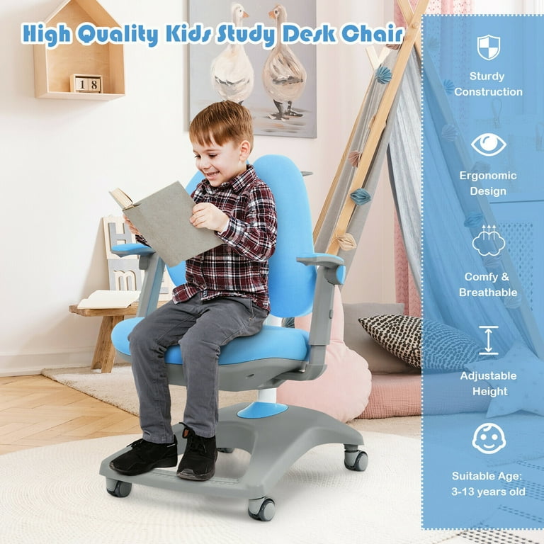 Gymax Kids Desk Study Chair Adjustable Height Depth w Sit Brake
