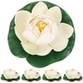 thumbnail image 4 of 5Set Artificial Floating Lotus Decor Light Yellow Lotus Shape EVA Material Waterproof for Garden Ornament, 4 of 9