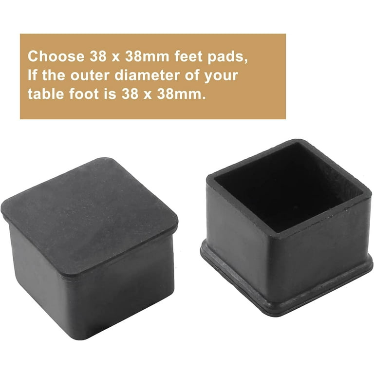 8 Pcs Square Chair Leg Caps Anti Slip Rubber Chair Tips Black