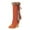 Orange, variant on IUJSOY Womens Snow Boots Winter Warm Furry Lined Mid Calf Boots Trendy Suede Tassel Wedges Heels