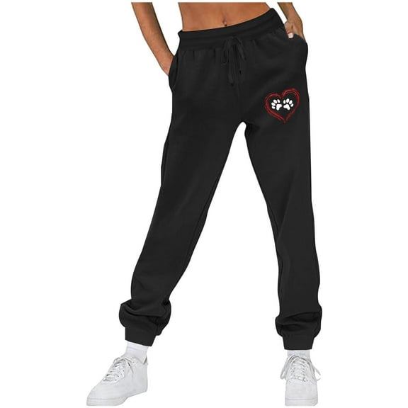 Women's Ultra-Soft & Warm Fleece Joggers Sweatpants Ndbuld Women Casual Trousers And Trousers Plus Velvet Running Fitness Sports Pants Black S
