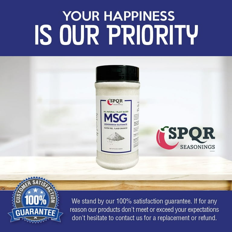 MSG Seasoning All Natural Plant Based Monosodium Glutamate XL 12 Ounce Bottle Gluten Free Restaurant Grade Flavor Enhancer by SPQR Seasonings