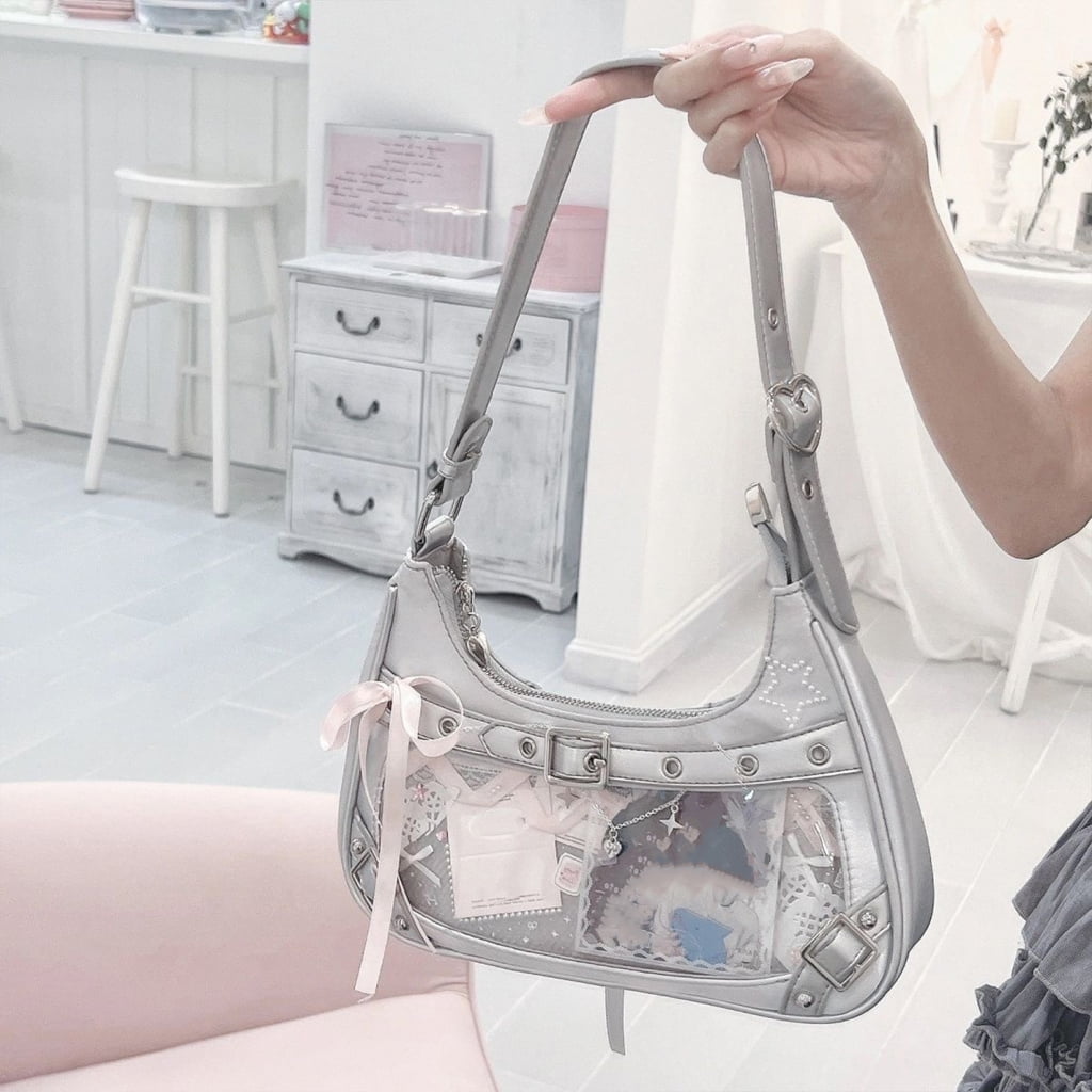 FENOHREFE Harajuku Ita Bag Crossbody Shoulder Bag Handbag Transparent Itabag Messenger Bag Fashion Satchel Handbag Daypacks Gifts