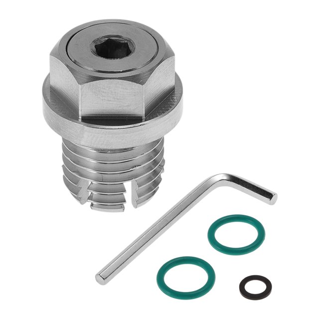 Unique Bargains Bouchon de Vidange d'Huile M16.1x2 en Acier Inoxydable Boulon de Vidange Filetage Réparation 1 x Bouchon de Vidange 1 x Clé Hexagonale 2 x Rondelles Vertes 1 x Rondelle Noire