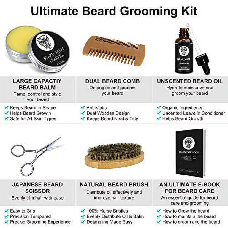RAFFIN Gifts for Men - Valentines Gifts for Him, Beard Kit for Men w/Beard  Oil &Balm, Beard Brush, Beard Comb, Anniversary & Birthday Gifts for