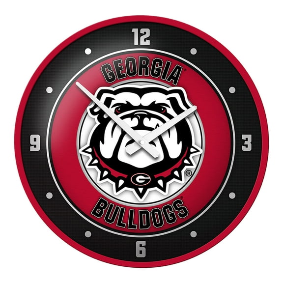 Red Georgia Bulldogs Mascot Modern Disc Wall Clock