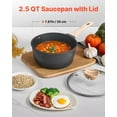 thumbnail image 2 of 2.5 QT Nonstick Saucepan with Tempered Glass Lid Detachable Handle Induction Compatible Multipurpose Cooking Pot Black, 2 of 6