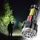thumbnail image 5 of Linterna LED recargable de 9 núcleos y 4 velocidades con luces laterales - alcance de 300 m, batería 18650, impermeable, portátil para acampada y uso al aire libre, 5 of 9