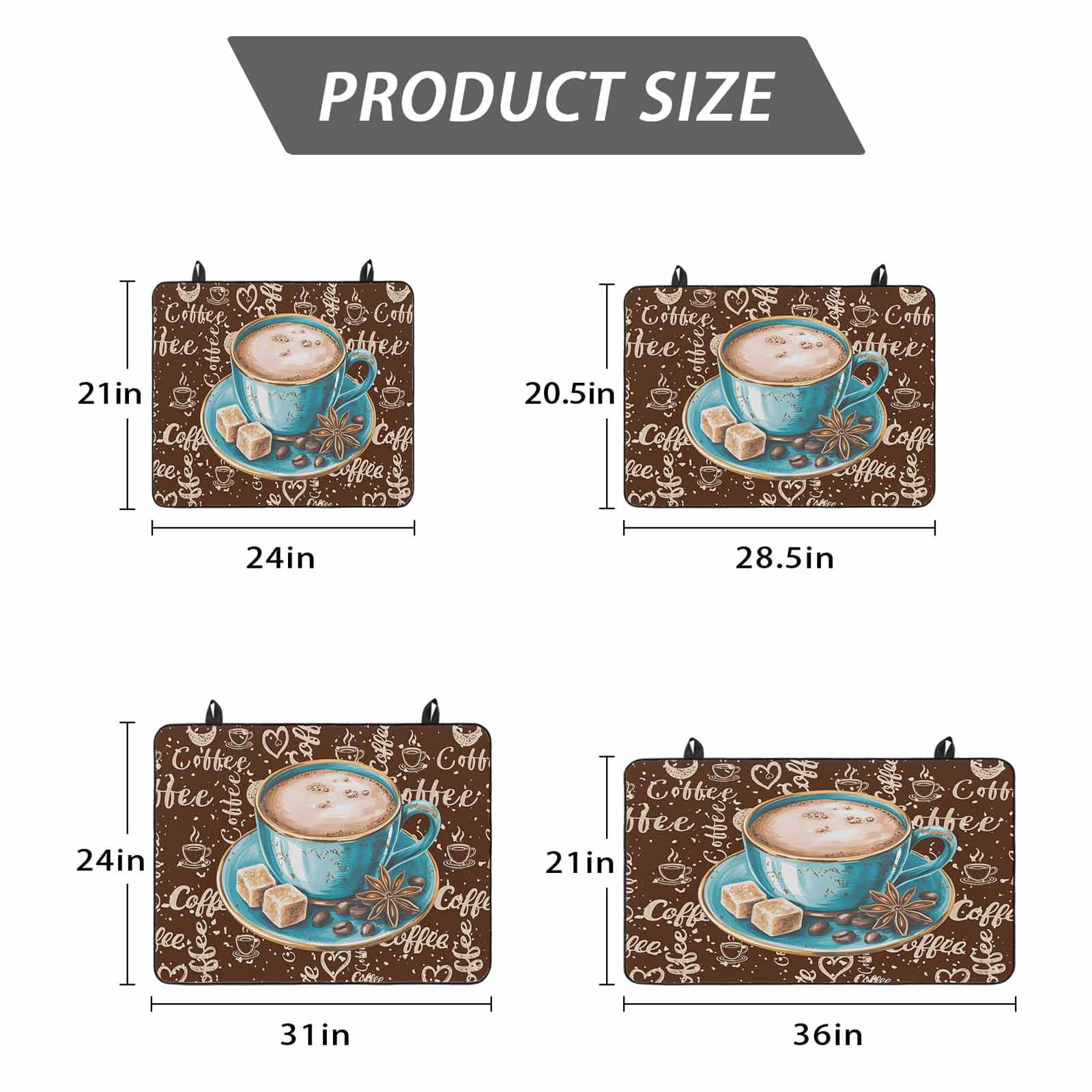 Coffee Stove Top Cover for Electric Stove, Heat-proof & Non Slip Glass Top Stove Cover Protector, Brown Teal Pastoral Vintage Art Kitchen Flat Cooktop Rubber Mat 24x21 Inches