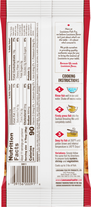 (6 pack) Louisiana Fish Fry Crispy Cajun Fish Fry Seasoned Coating Mix, 10 oz Bag