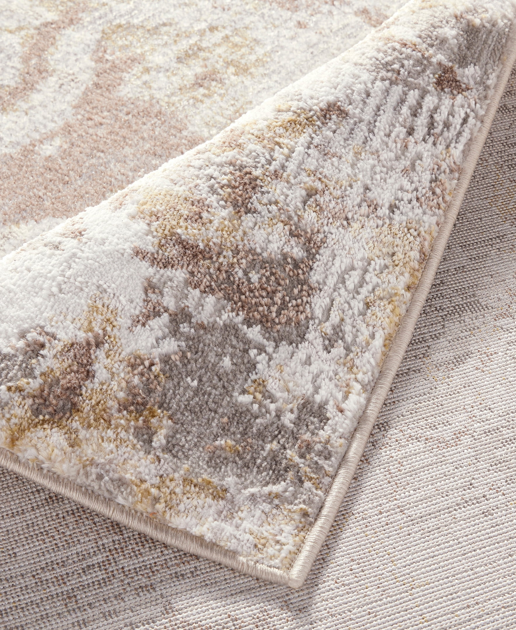 TOWN & COUNTRY LUXE Opaline Bold Marble Area Rug with Glam Metallic Ribbed Texture Pile, Taupe, 9'2"x12'5"