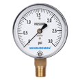 thumbnail image 1 of MEASUREMAN Tipo diafragma Cápsula Medidor de baja presión 3psi 2-1/2" Dial 1/4"NPT Montaje inferior ajustable 0-3Psi, 1 of 5