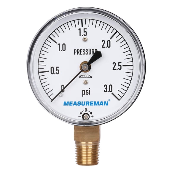 MEASUREMAN Tipo diafragma Cápsula Medidor de baja presión 3psi 2-1/2" Dial 1/4"NPT Montaje inferior ajustable 0-3Psi