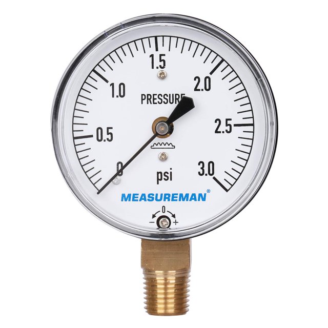 MEASUREMAN Tipo diafragma Cápsula Medidor de baja presión 3psi 2-1/2" Dial 1/4"NPT Montaje inferior ajustable 0-3Psi