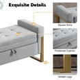 thumbnail image 3 of Aemeios 67" Velvet Storage Bench for Bedroom End of Bed with Double Lids Storage and Gold Legs, Grey, 3 of 9