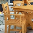 thumbnail image 5 of DuroGreen Crossbase 7-Piece 72" Rectangular Outdoor Dining Set, 1 Dining Table/6 Chairs Made With All-Weather Tangent Sustainable Lumber, High End Patio Furniture, Easy Assembly, Natural Teak, 5 of 5