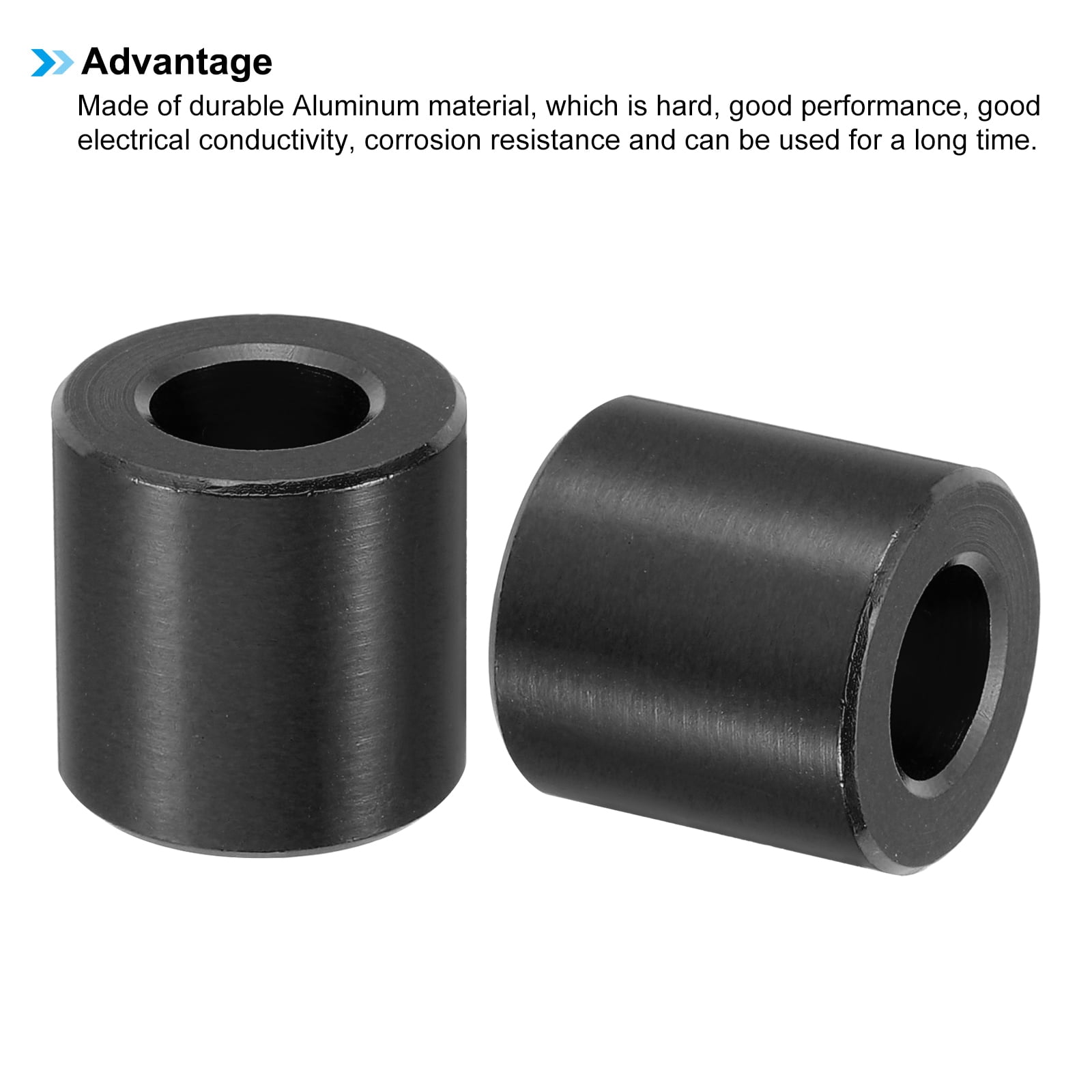 M10 Aluminum Spacer, 8 Pcs Metal Spacers Aluminum 10.5mm ID x 20mm OD x 20mm L for 2/5in or M10 Screw Bolt,Black
