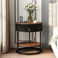 thumbnail image 4 of ASYA Metal End Table with Drawer, 21.65’’ Sofa Side Table, 2-Tier Round Nightstand for Bedroom, Black, 4 of 11