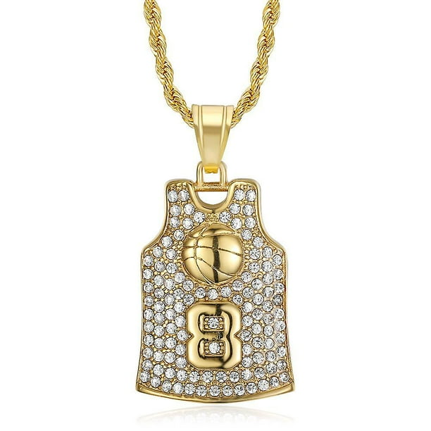 Stainless Steel Gilded Rhinestone Basketball Lakers Kobe No. 8