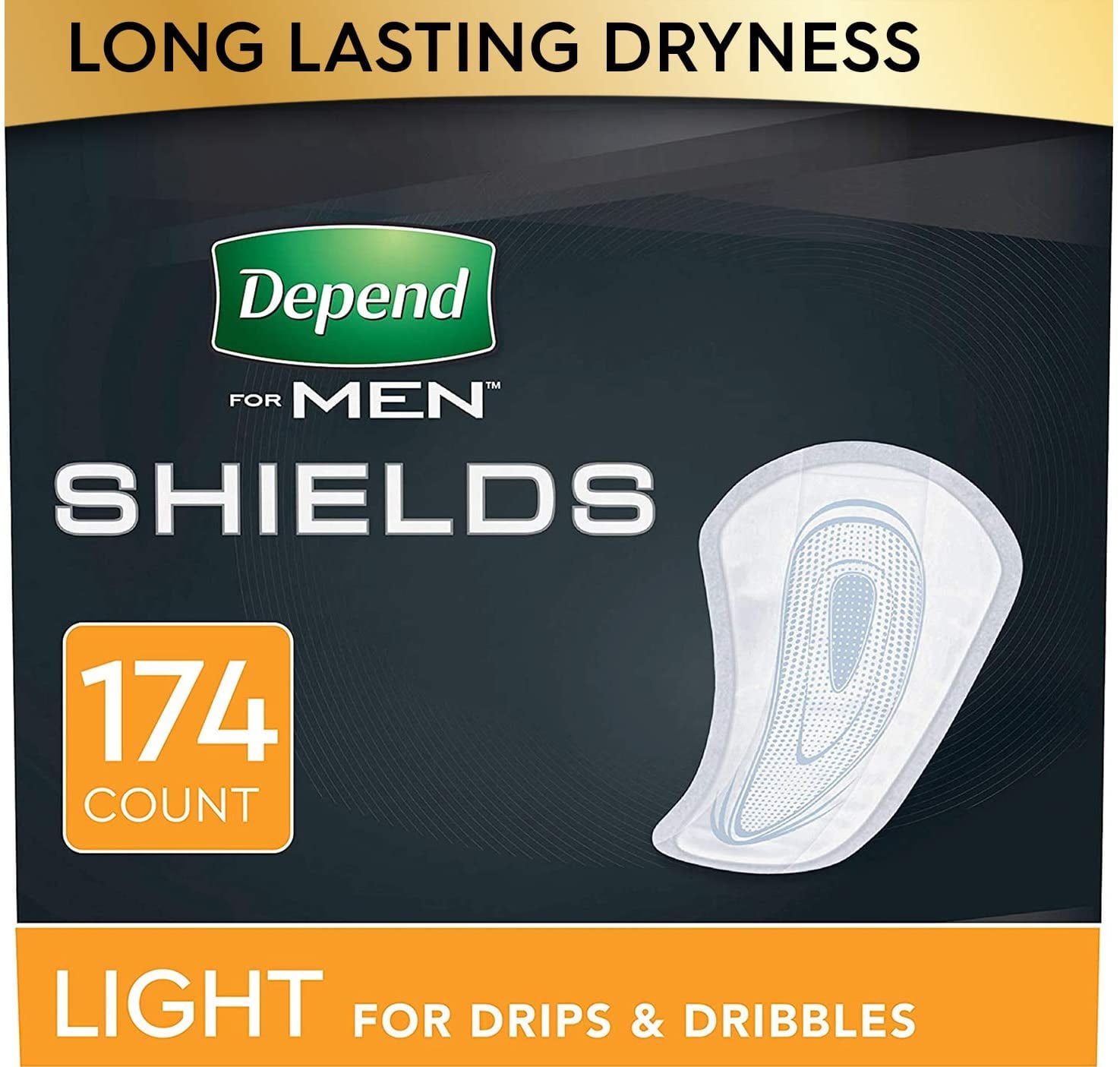 Depend Shields for Men, Light Absorbency Incontinence Protection, 174