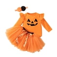 thumbnail image 5 of REgarm My First Halloween Baby Girl Outfit Long Sleeve Romper+Bloomers Tutu Skirt+Headband 3Pcs Halloween Clothes for Baby Girl,12-18 Months, 5 of 7