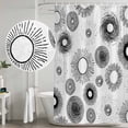 thumbnail image 4 of Polyester Fabric Geometric Black Shower Curtain, Abstract Grey White Boho Circle Dot Waterproof Bathtub Curtain Bathroom Decor Set with Hooks 72 x 84 Inches, 4 of 6