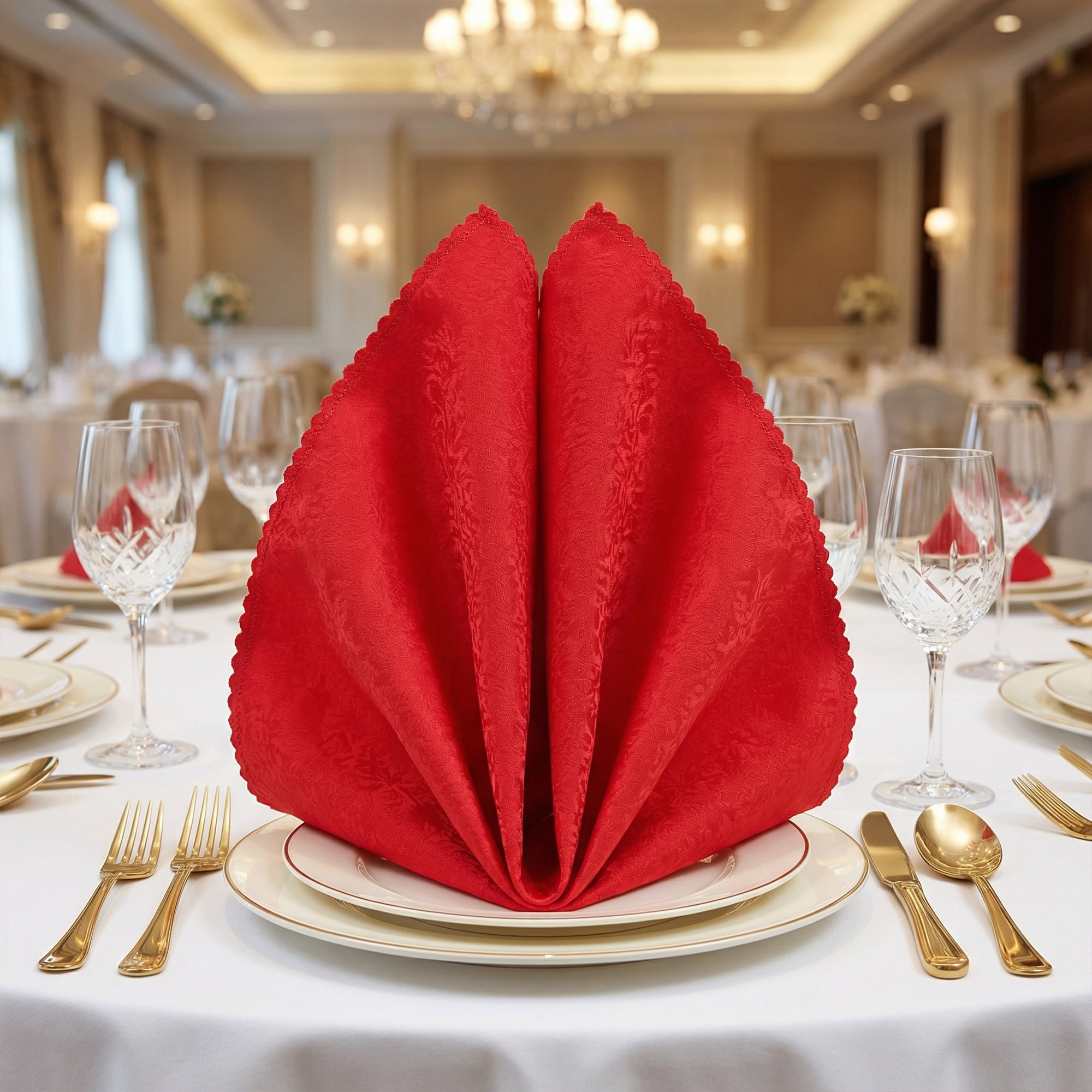 Unique Bargains 12Pcs Reusable Party Cloth Napkins Red 19x19inch