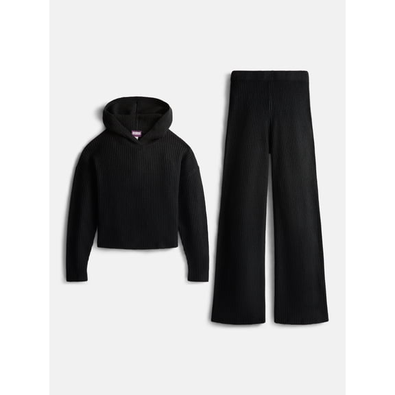 Weekend Academy Girls Ribbed Knit Hoodie and Pants Set, 2 Piece, Sizes 4-18