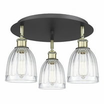 Innovations Lighting  Brookfield - 3 Light 18" Flush Mount Clear/Black Antique Brass