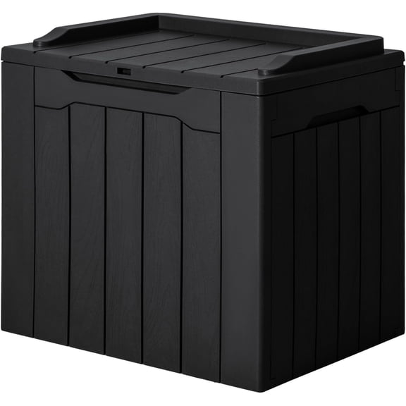 31 Gallon Resin Deck Box Waterproof Indoor Outdoor Storage Boxes for Patio Furniture Cushions and Garden Tools (Black)