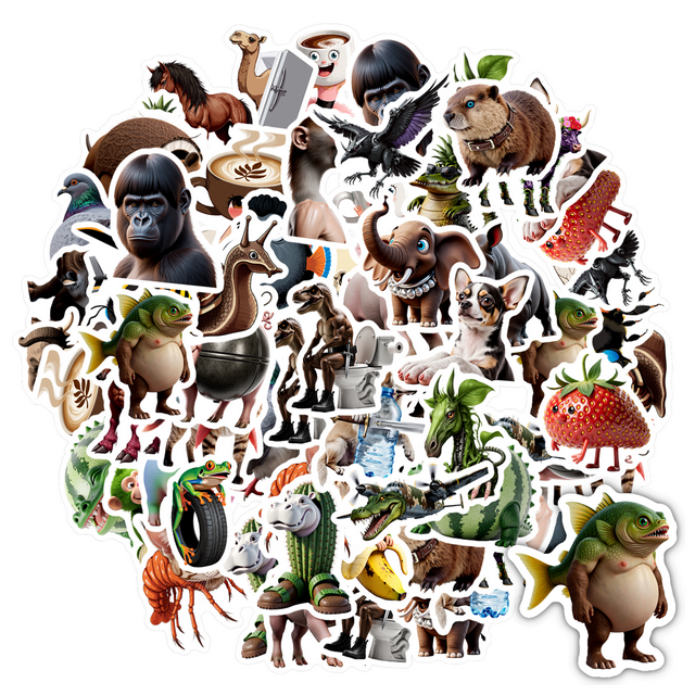 YEZDIX 35 Pcs Autocollants de Dessins Animés d'Animaux pour Ordinateurs Portables Cahiers Valises