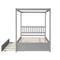 thumbnail image 6 of Clipeyh Full Size Gray Canopy Bed with Trundle Pinewood Platform Frame, 6 of 6