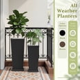 thumbnail image 5 of Devoko 24" Tall Planters for Outdoor Plants Set of 2, Woven-Textured Outdoor Plant Pots with Trays for Patio, Front Porch, 5 of 8