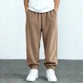 thumbnail image 5 of JIA JIA SHUANG Kids Corduroy Pants Fall Winter Drawstring Elastic Waist Trousers Casual Plain Loose Fit Cinch Bottoms Pants(Khaki,11-12 Years), 5 of 6