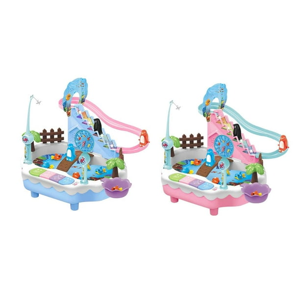 Multifunction Kids Penguin Race & Fishing Game Toy Playset, with Music,  Bathtub Time Fun for Baby Early Learning Gift, 