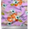 thumbnail image 2 of Soimoi Pink Poly Georgette Fabric Tomato & Freesia Floral Print Fabric by the Yard 42 Inch Wide, 2 of 3