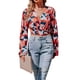 thumbnail image 3 of Txlixc Blusa de manga larga para mujeres, flor / patrón geométrico / vendaje impreso leopardo Txlixc moda, 3 of 9