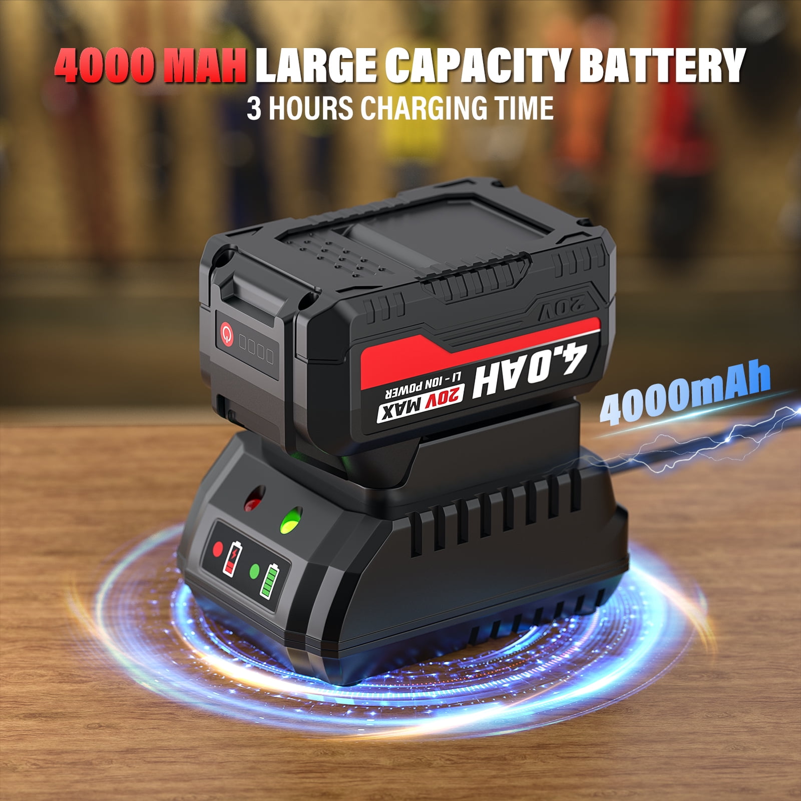 SEYVUM Cordless Impact Wrench, 20V Compact Brushless 1/2 Inch Impact Driver with 4.0Ah Lithium-Ion Battery and Fast Charger, 350 Ft-lbs(475 N.m) with 4 Pcs Sockets, Electric Impact Wrench for Car Hom