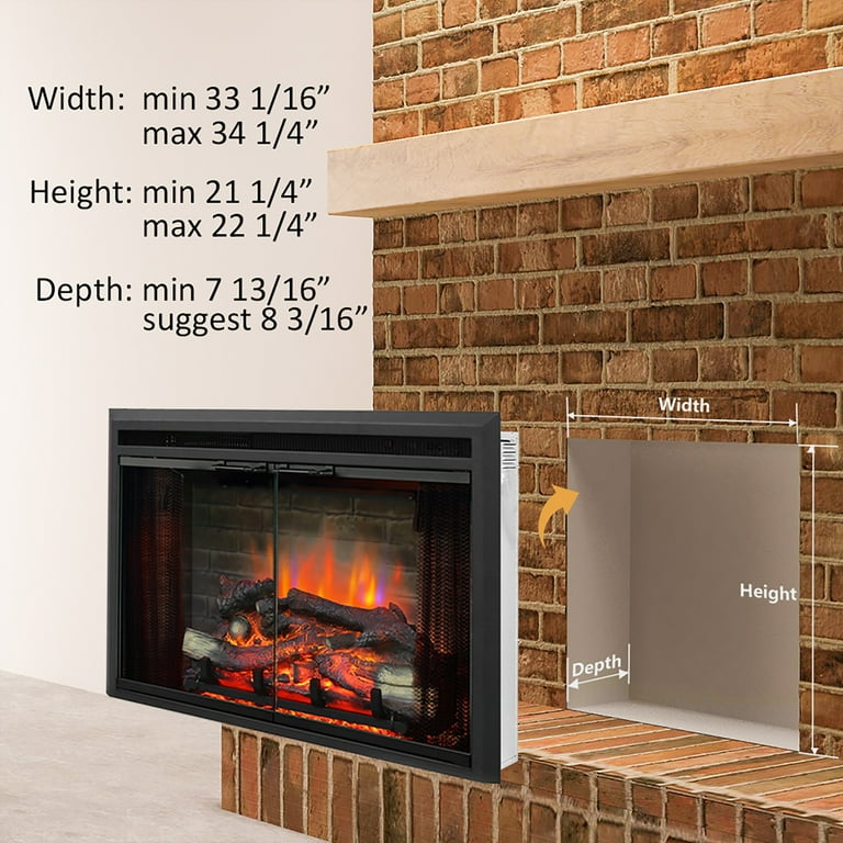PuraFlame Klaus Electric Fireplace Insert with Fire