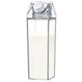thumbnail image 1 of 500Ml/1000Ml Clear Milk Carton Water Bottle Leak-proof Milk Box Water Bottle with 2 Spouts Portable Reusable Milk Bottles Water Juice Tea Container for Travel Sports Camping Use, 1 of 10